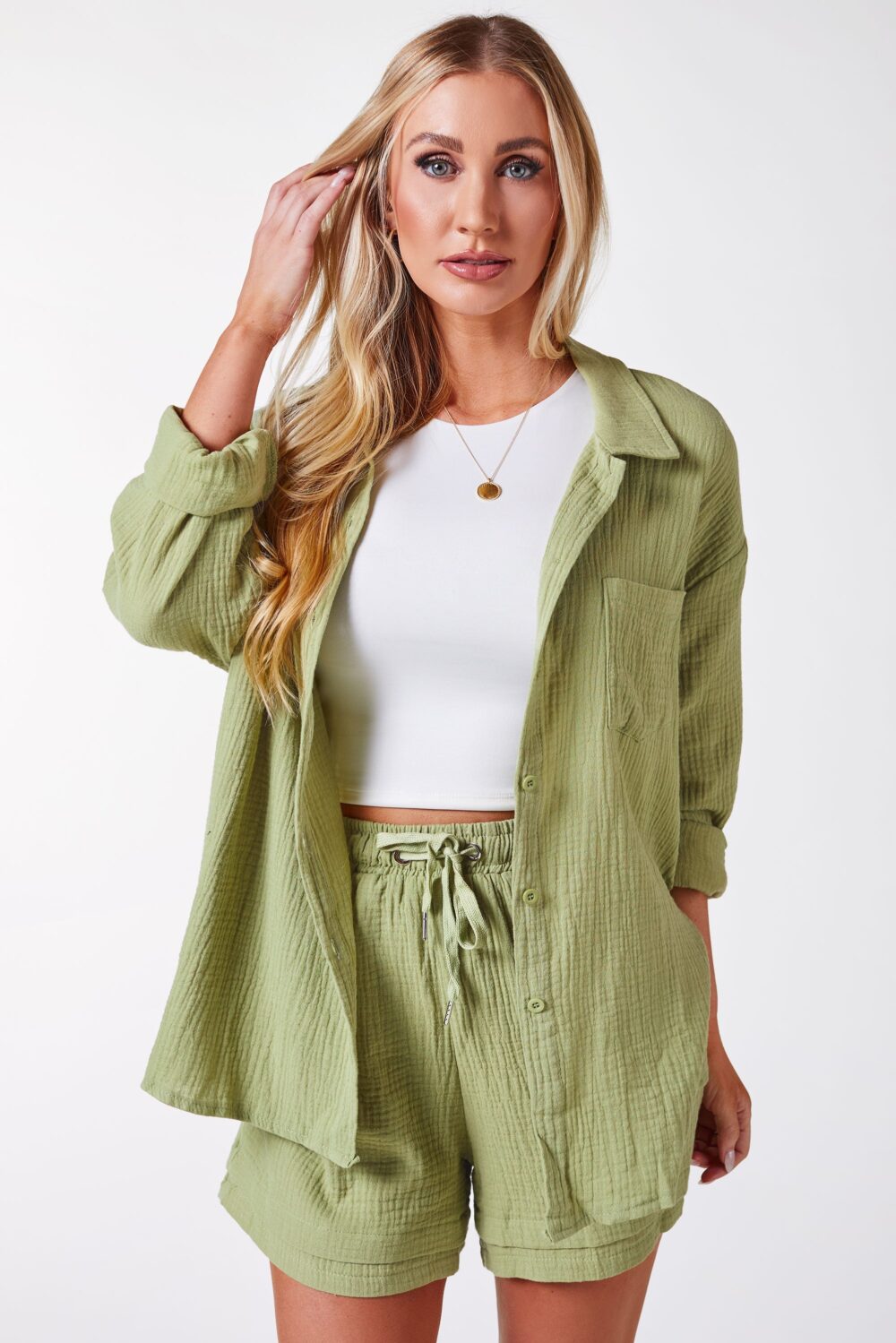 Bonnie Olive Green Top and Shorts Set