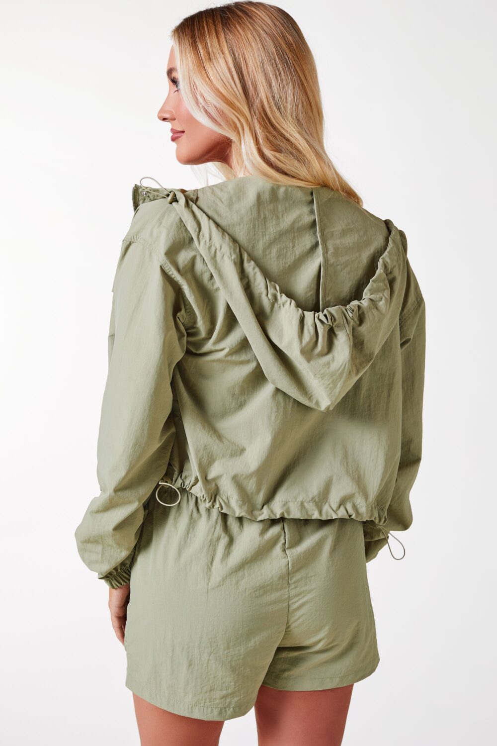 Cambria Olive Windbreaker Shorts and Jacket Set - Image 3