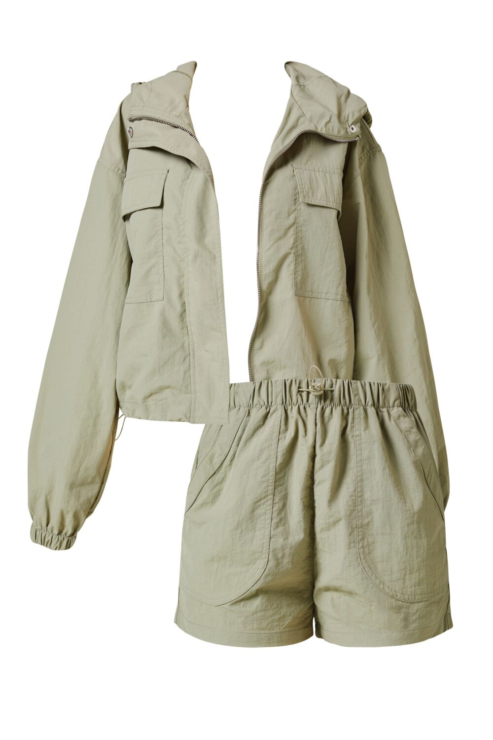 Cambria Olive Windbreaker Shorts and Jacket Set - Image 7