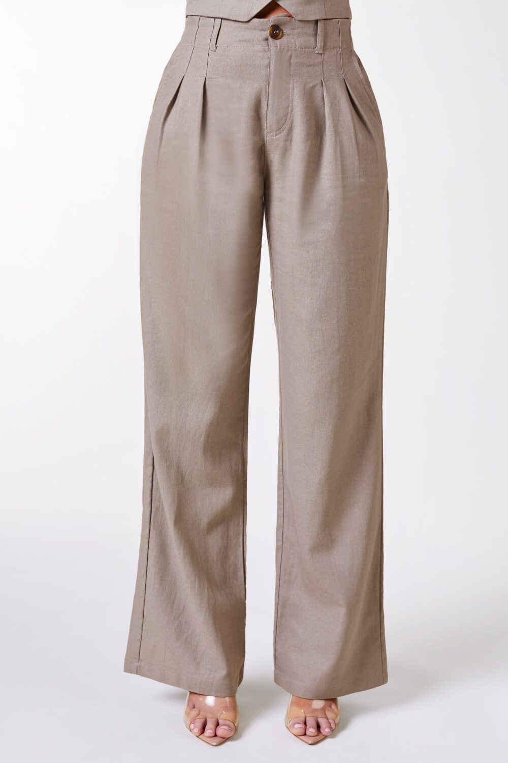 Kiva Taupe Linen Pants - Image 2