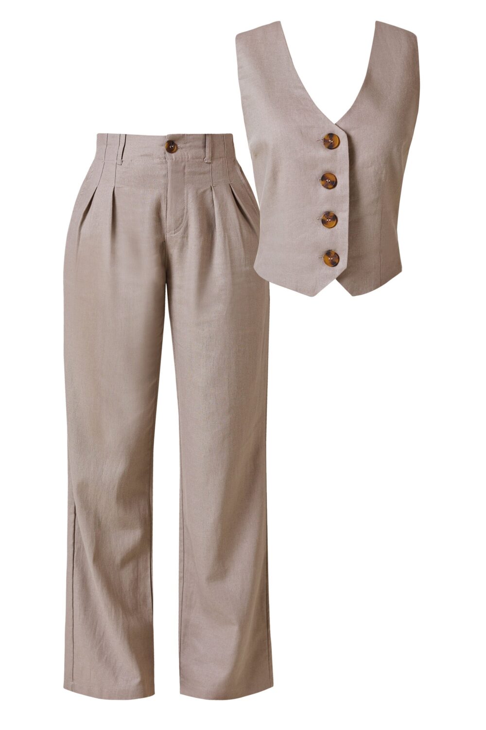 Kiva Taupe Linen Pants - Image 4