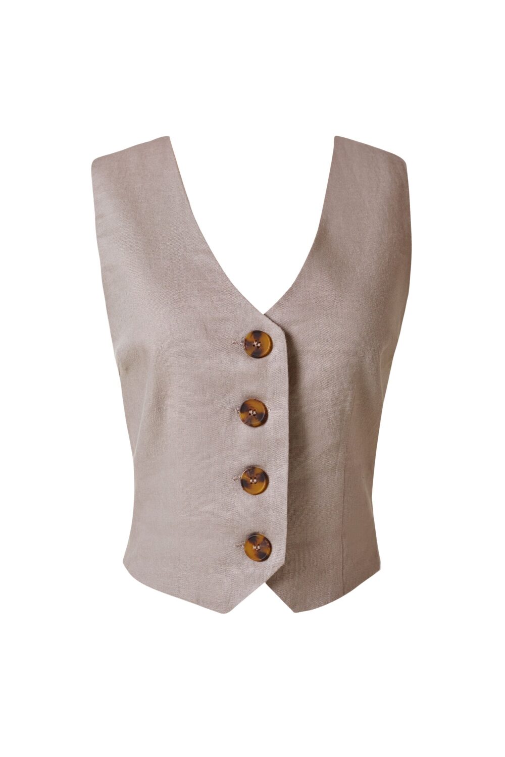 Kiva Taupe Linen Vest - Image 6