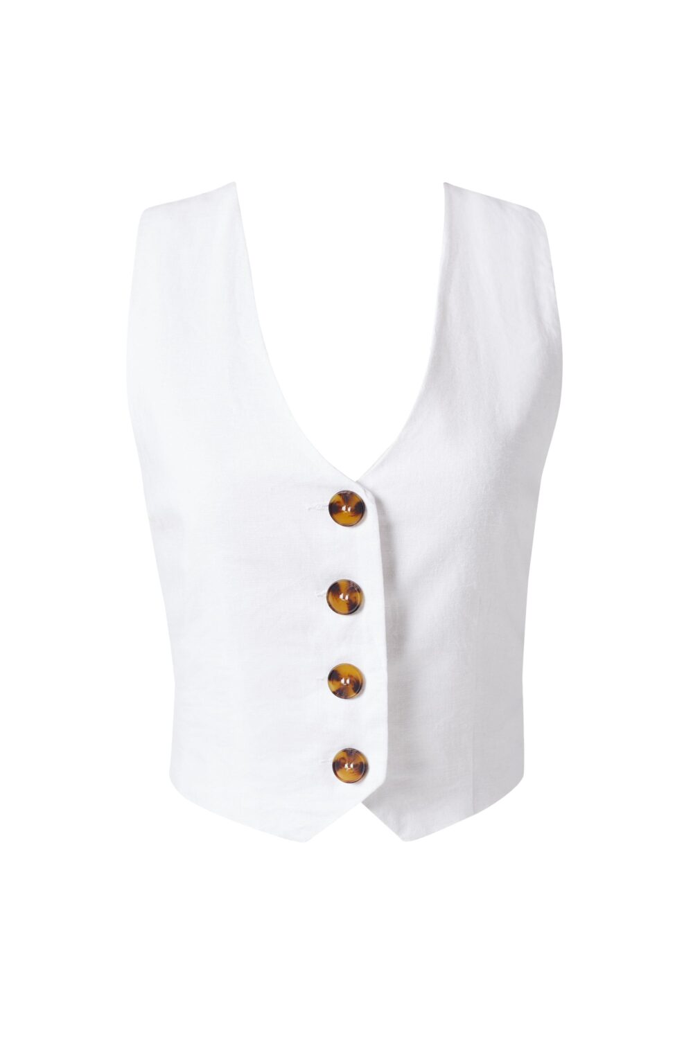 Kiva White Linen Vest - Image 6