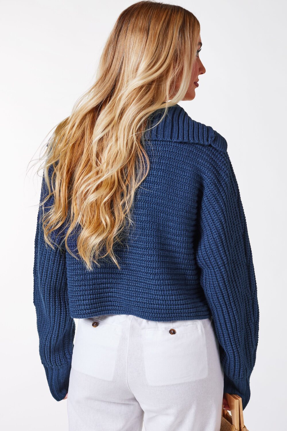 Poppy V-Neck Navy Sweater - Image 3